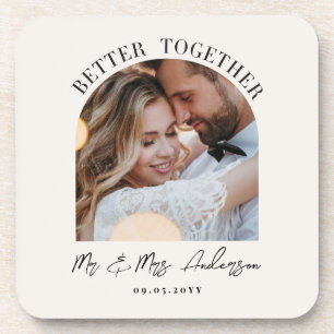 Better together arch photo wedding gift home decor coaster