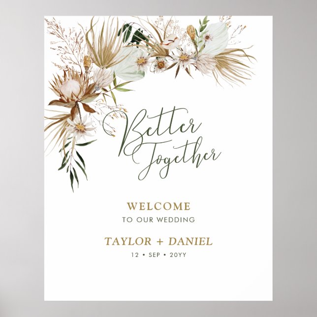 Better Together | Boho Bohemian Wedding Welcome Poster (Front)