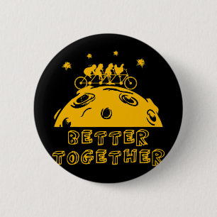 Better Together Cat Chicken Tandem Bicycle Bike Pl 6 Cm Round Badge