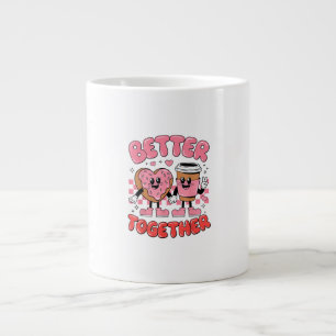 Better Together Coffee Donut Retro Groovy Style  Large Coffee Mug