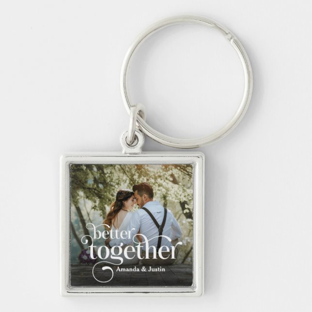 Better Together Couples Photo Key Ring (Front)