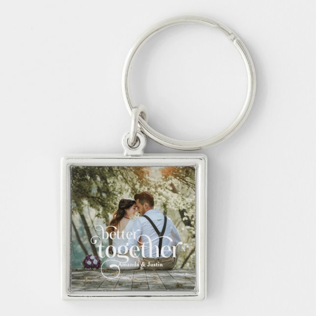 Better Together Couples Photo Key Ring (Front)