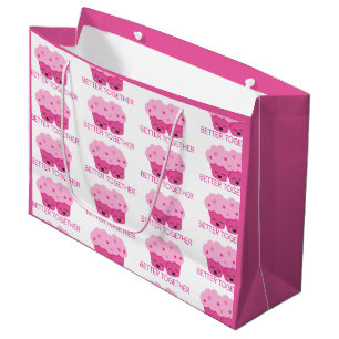 Better Together Cupcakes Pattern Pink Valentine's Large Gift Bag