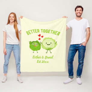 BETTER TOGETHER Cute Cabbage Valentine Couples Fleece Blanket