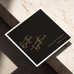 Better Together Elegant Gold Hand-Lettered Wedding Napkin