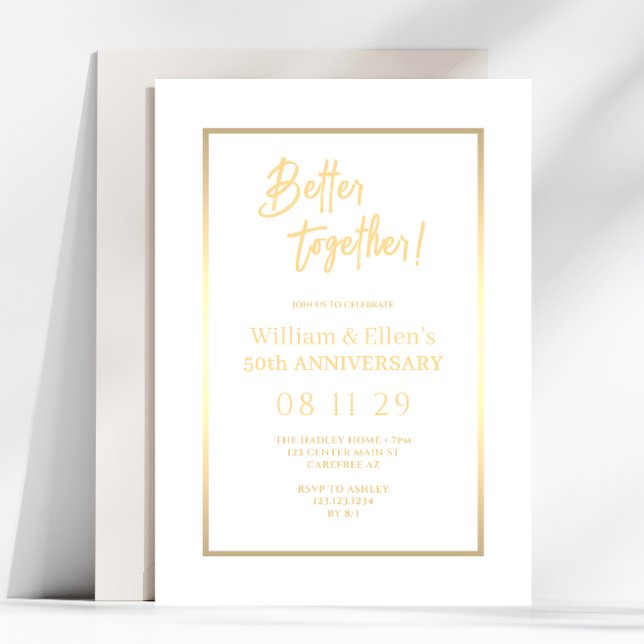 Better Together Golden 50th Anniversary Invitation (Creator Uploaded)