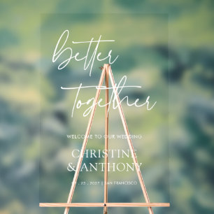 Better Together Hand Lettered Wedding Acrylic Sign