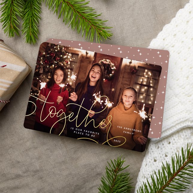 Better Together | Horizontal Photo Foil Holiday Card (Creator Uploaded)