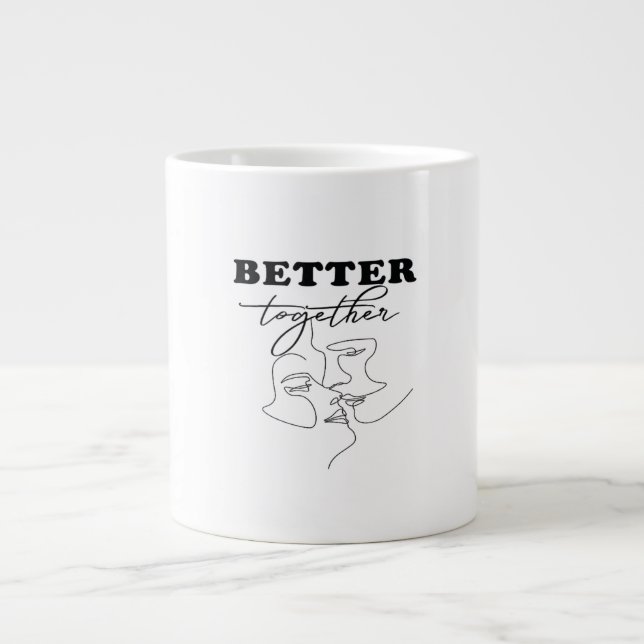 Better Together Kissing Romantic Design  Large Coffee Mug (Front)