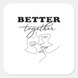 Better Together Kissing Romantic Design  Square Sticker
