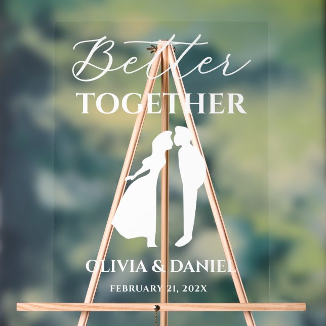 Better Together Minimal Script Wedding Welcome Acrylic Sign (Neutral)