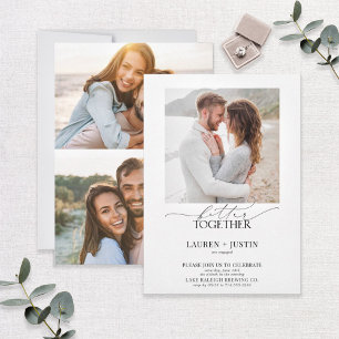 Better Together Modern 3 Photo Engagement Party Invitation