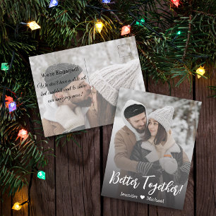 better together!modern calligraphy couple photo announcement postcard
