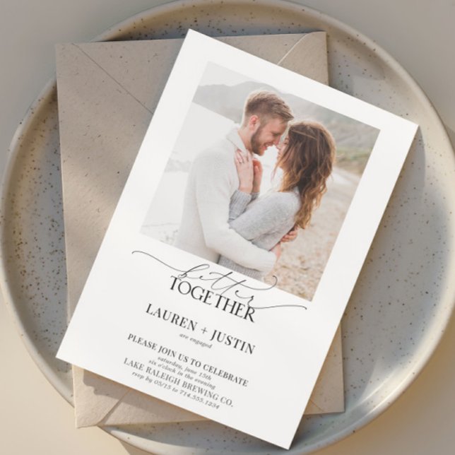 Better Together Modern Photo Engagement Party Invitation (Creator Uploaded)