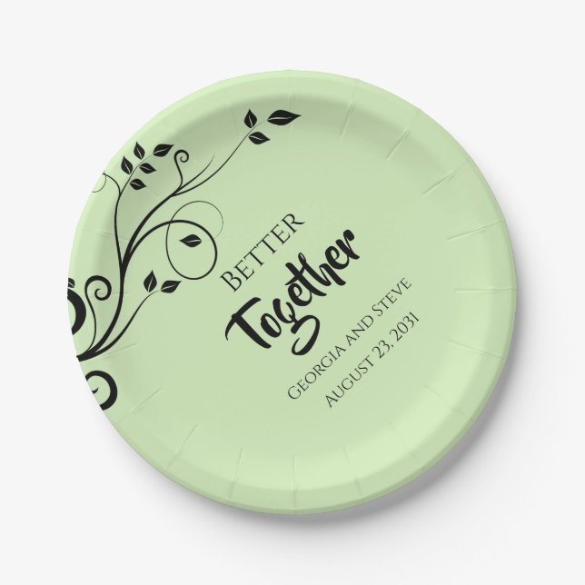 Better Together Personalised Wedding Paper Plates (Front)