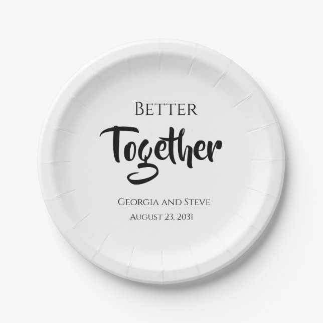Better Together Personalised Wedding Paper Plates (Front)