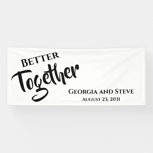 Better Together Personalised Wedding Party Banner (Horizontal)