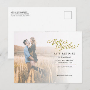 Better Together Photo Wedding Save The Date Announcement Postcard