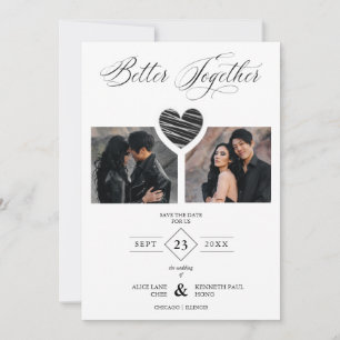 Better Together Quote Black Grey Heart 2 Photos Save The Date