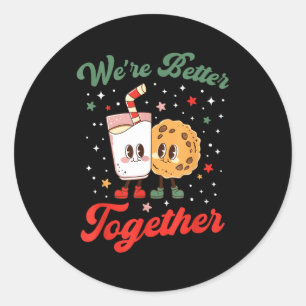 Better together retro matching couple christmas classic round sticker