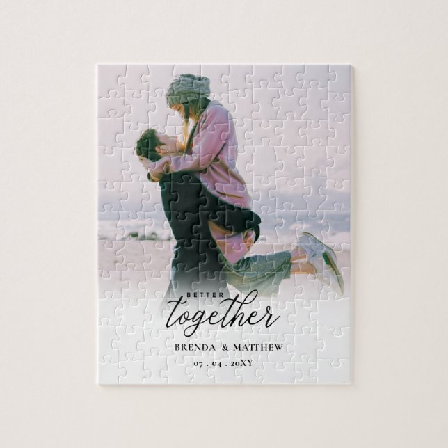 Better Together Script Photo Save The Date Jigsaw Puzzle (Vertical)