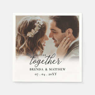 Better Together Script Photo Save The Date Napkin