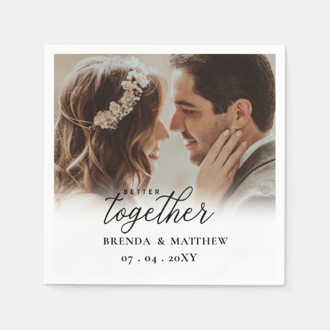 Better Together Script Photo Save The Date Napkin (Front)