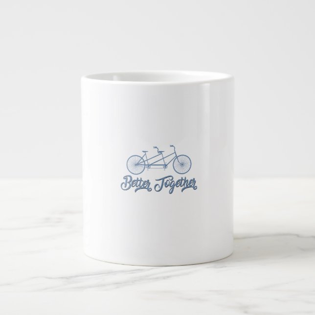 Better Together Tandem Bicycle Cyclist Cycling Gra Large Coffee Mug (Front)