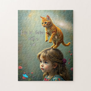 Better with a Cat Jigsaw Puzzle