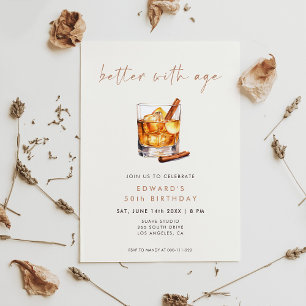Better With Age Whisky Birthday Invitation