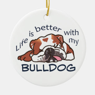 Better With my Bulldog Ceramic Tree Decoration