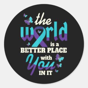 Better With You Suicide Awareness Mental Health Classic Round Sticker