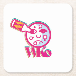 BETTER WITHOUT ALCOHOL BY MASANSER (LUNA) SQUARE PAPER COASTER