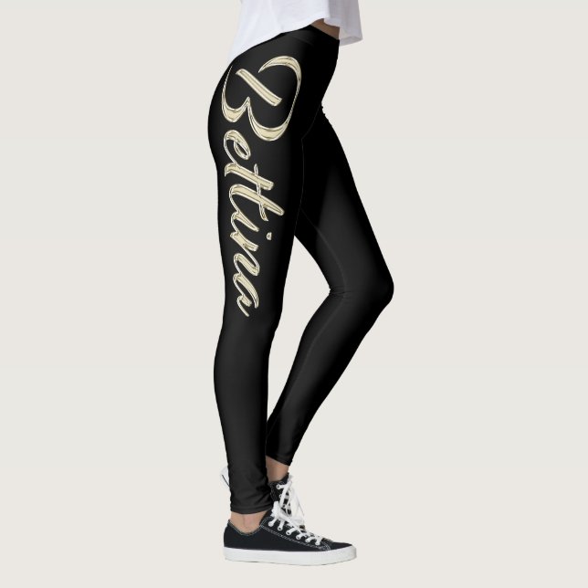 Bettina white gold Handwriting trousers Leggings (Right)