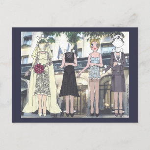 Betty, Art Deco Bride of 1928 Paper Doll Postcard
