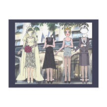 Betty, Art Deco Bride of 1928 Paper Doll Postcard