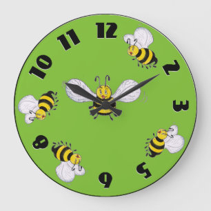 Betty Bee and Busy Bees Green Round Wall Clock