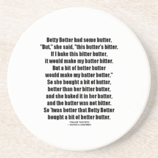 Betty Botter Better Butter (Tongue Twister) Coaster