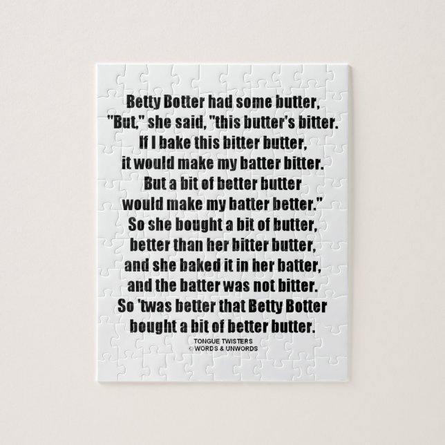 Betty Botter Better Butter (Tongue Twister) Jigsaw Puzzle (Vertical)