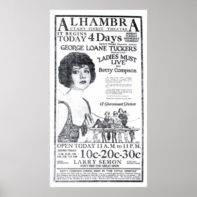 Betty Compson 1922 vintage movie ad poster (Front)