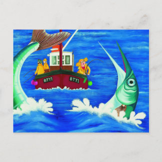 Betty Goes Sea Fishing Postcard