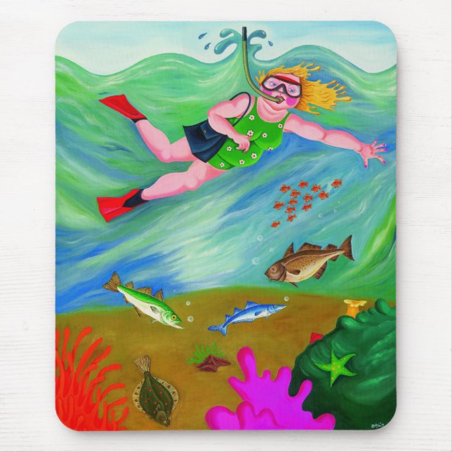 Betty Goes Snorkelling Mouse Mat (Front)