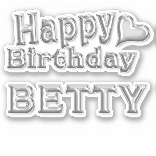 Betty Happy Birthday silver Sticker (Front)