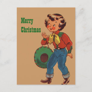 Betty the Cowgirl Merry Christmas Holiday Postcard