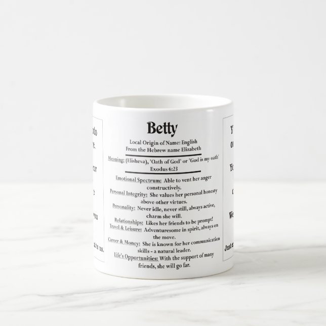 Betty, the Origin and the Meaning and your photo Coffee Mug (Center)