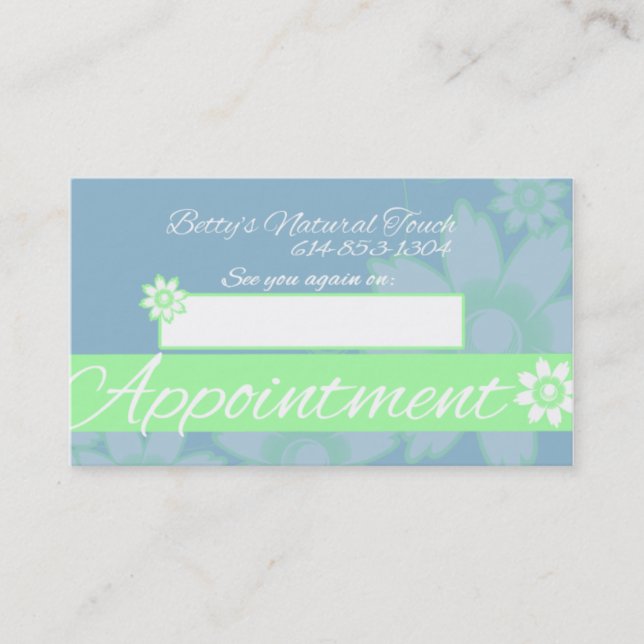 Betty's Natural Touch Appointment Card (Front)