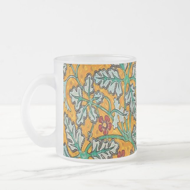 Betty's Yellow Flowers Frosted Glass Coffee Mug (Left)