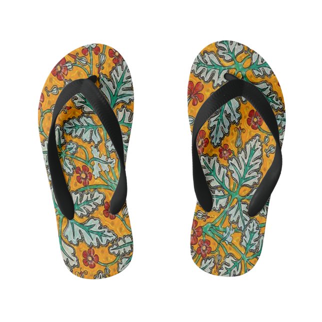 Betty's Yellow Flowers Kid's Flip Flops (Footbed)