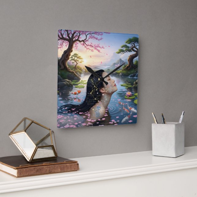 "Between Blossom and Formula"– A Digital Portrait Square Wall Clock (Office)