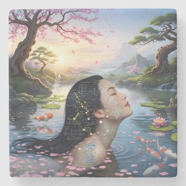 "Between Blossom and Formula"– A Digital Portrait Stone Coaster (Front)